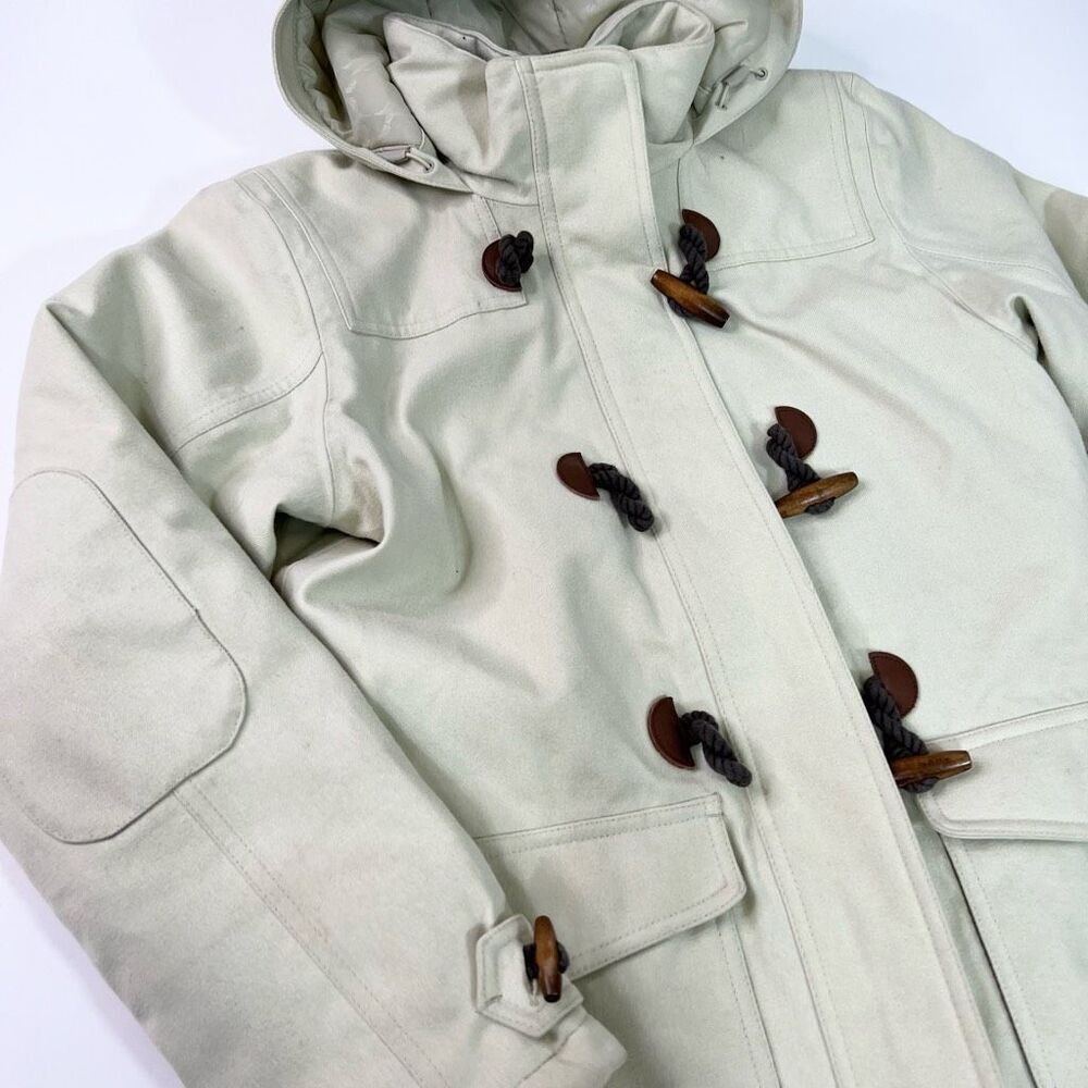 Merrell Hooded Coat Womens Medium Cream Lined Toggle Accent Opti-Shell Opti-Warm - Picture 7 of 12